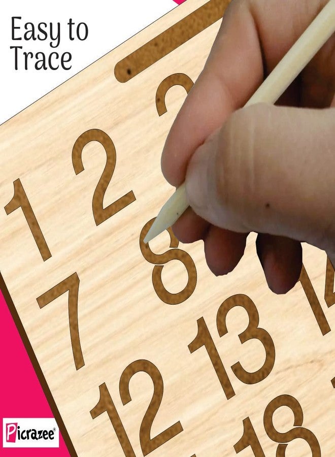 PICRAZEE لوحة تتبع خشبية تعليمية للأطفال من بيكرازي | ألواح لتعليم الكتابة اليدوية والأرقام للأطفال - Image 3